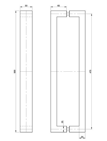 Austyle Double Entry Pull Handle Polished Stainless Steel 500mm 316SS - primehardware