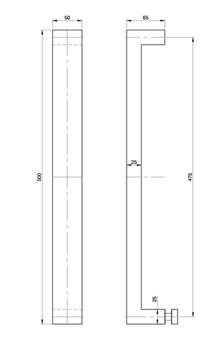 Austyle Single Entry Pull Handle Polished Stainless Steel 500mm 316SS - primehardware