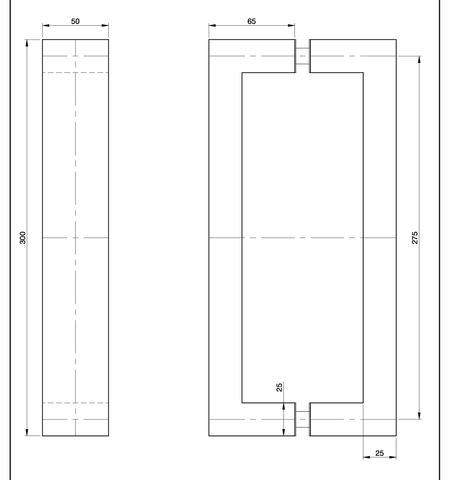 Austyle Double Entry Pull Handle Polished Stainless Steel 300mm 316SS - primehardware