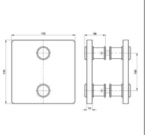 Austyle Entrance Pull Handle — Tempered Glass Square | Satin Chrome 170mm - primehardware