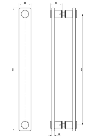 Austyle 550mm Tempered Glass Entry Pull Handle | Back to Back | Satin Chrome Fittings - primehardware