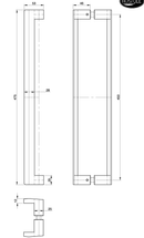 Austyle Entry Pull Handle — Offset Tapered Face Double | 316SS Satin Stainless Steel 475mm - primehardware