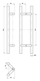Austyle Entry Pull Handle — Offset Double | 316SS Satin Chrome 600mm - primehardware