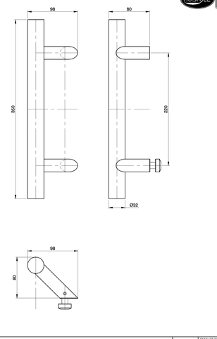 Austyle Entry Pull Handle — Offset Single | 316SS Satin Stainless Steel 350mm - primehardware