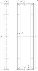 Austyle Entry Pull Handle — Square Linear Double | 316SS Satin Stainless Steel 600mm - primehardware