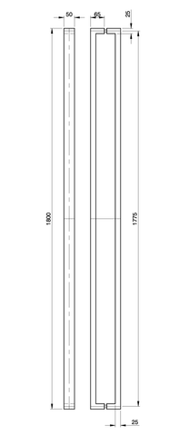 Austyle Entry Pull Handle — Square Linear Double | 316SS Satin Stainless Steel 600mm - primehardware