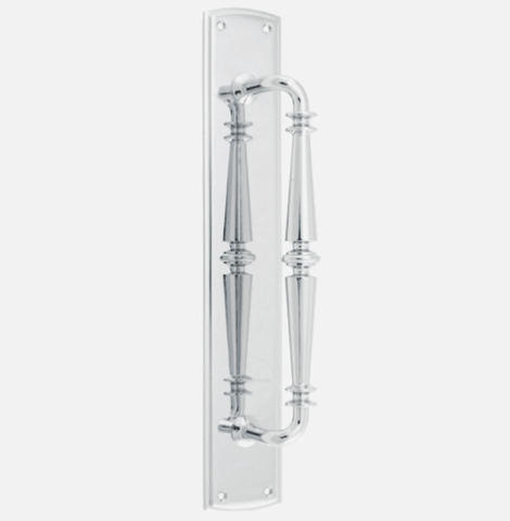 IVER Sarlat Door Pull Handle | 257mm [on Backplate] Pull Handle on Backplate - Polished Chrome