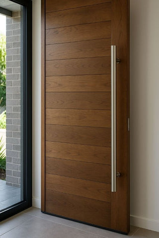 Stainless steel Handle installed on the entrance door