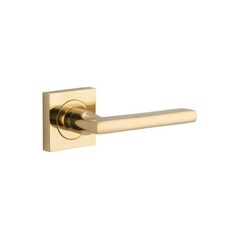 Iver Baltimore Door Lever on Square Rose | Lever Set Only | 7 Finishes - Polished Brass