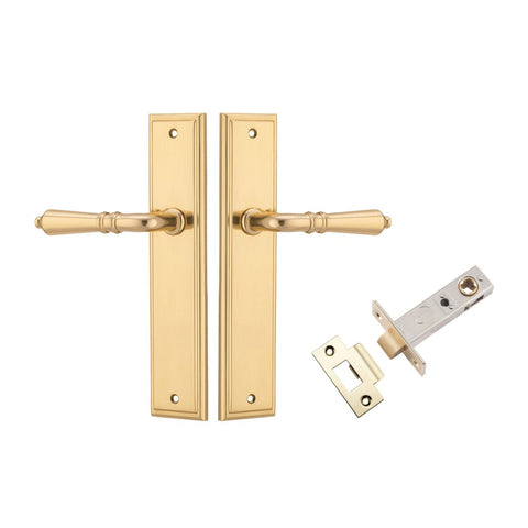 IVER Sarlat Door Lever Handle On Stepped Backplate | Passage Kit | 10 Finishes - Polished Brass