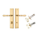 IVER Sarlat Door Lever Handle On Stepped Backplate | Separate Privacy Kit | 10 Finishes - Polished Brass