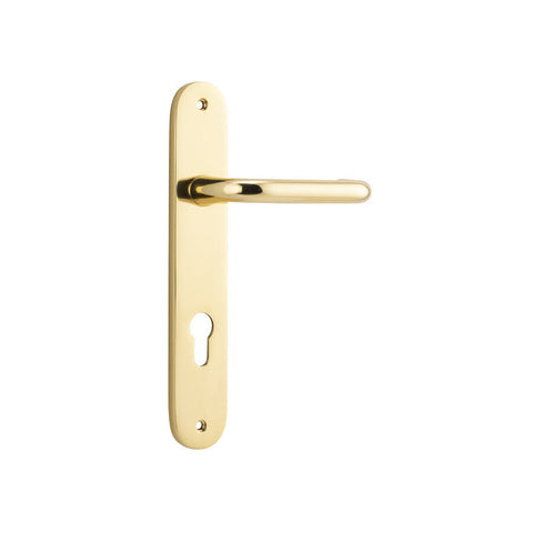 IVER Oslo Door Lever Handle On Oval Backplate | Entrance Lever Set Only | 9 Finishes - Polished Brass