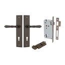 IVER Sarlat Door Lever Handle On Stepped Backplate | Entrance Kit (Key/Thumb) | 10 Finishes - Signature Brass