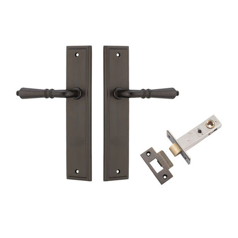 IVER Sarlat Door Lever Handle On Stepped Backplate | Passage Kit | 10 Finishes - Signature Brass