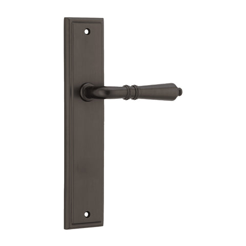IVER Sarlat Door Lever Handle On Stepped Backplate | Passage Lever Set Only | 10 Finishes - Signature Brass