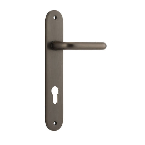 IVER Oslo Door Lever Handle On Oval Backplate | Entrance Lever Set Only | 9 Finishes - Signature Brass