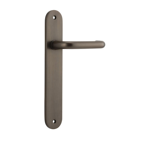 IVER Oslo Door Lever Handle On Oval Backplate | Passage Lever Set Only | 9 Finishes - Signature Brass
