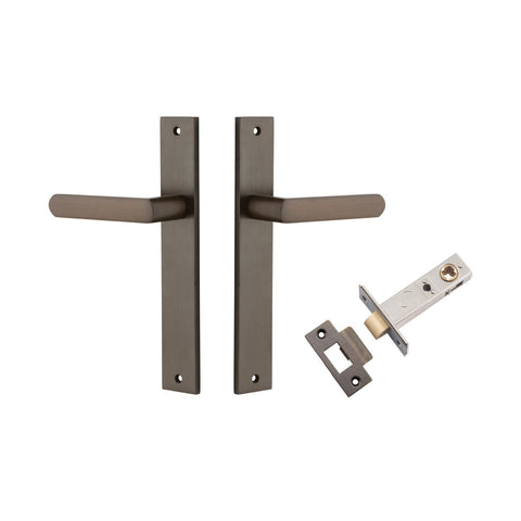 IVER Osaka Door Lever Handle On Rectangular Backplate | Passage Kit | 6 Finishes - Signature Brass
