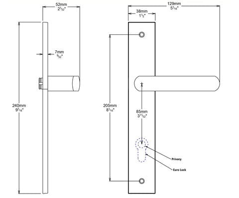 IVER Osaka Door Lever Handle On Rectangular Backplate | Passage Kit | 6 Finishes