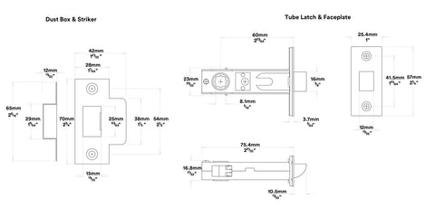 IVER Osaka Door Lever Handle On Rectangular Backplate | Passage Kit | 6 Finishes