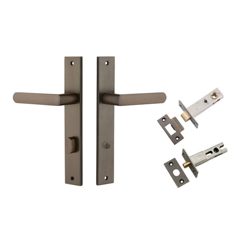 IVER Osaka Door Lever Handle On Rectangular Backplate | Separate Privacy Kit | 6 Finishes - Signature Brass
