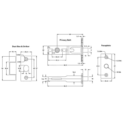 IVER Osaka Door Lever Handle On Rectangular Backplate | Separate Privacy Kit | 6 Finishes