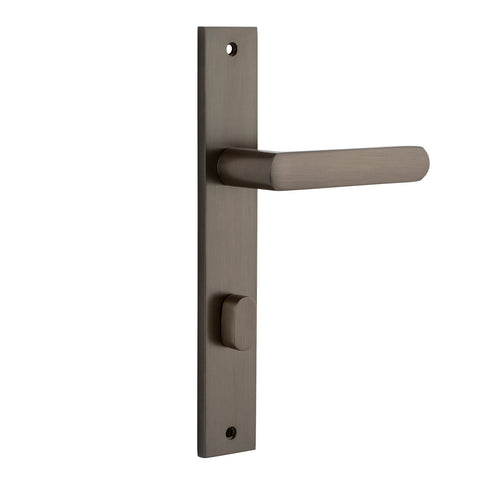IVER Osaka Door Lever Handle On Rectangular Backplate | Privacy Lever Set Only | 6 Finishes - Signature Brass