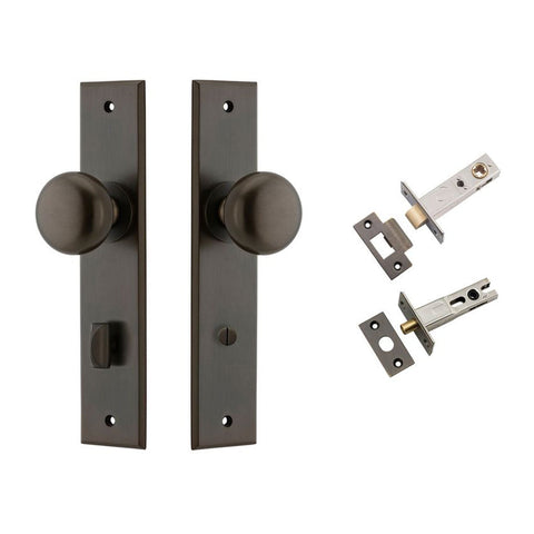 IVER Cambridge Door Knob On Chamfered Backplate | Separate Privacy Kit | 8 Finishes - Signature Brass
