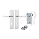 IVER Sarlat Door Lever Handle On Stepped Backplate | Entrance Kit (Key/Key) | 10 Finishes - Polished Chrome