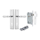 IVER Sarlat Door Lever Handle On Stepped Backplate | Entrance Kit (Key/Thumb) | 10 Finishes - Polished Chrome