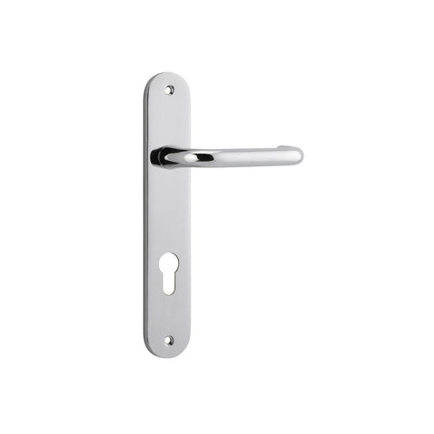 IVER Oslo Door Lever Handle On Oval Backplate | Entrance Lever Set Only | 9 Finishes - Chrome Plated