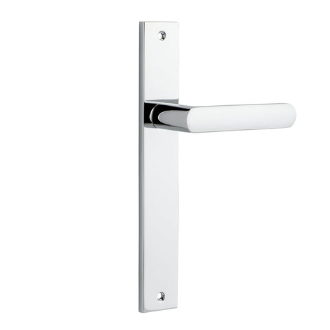 IVER Osaka Door Lever Handle On Rectangular Backplate | Passage Lever Set Only | 6 Finishes - Polished Chrome