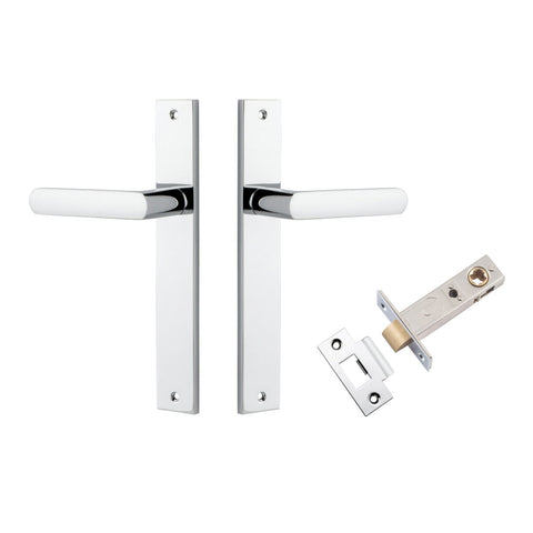 IVER Osaka Door Lever Handle On Rectangular Backplate | Passage Kit | 6 Finishes - Polished Chrome