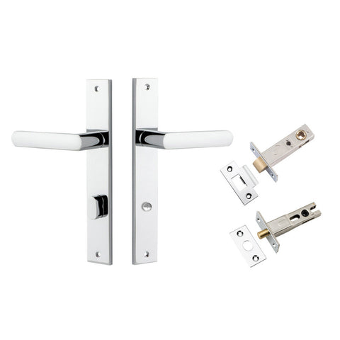 IVER Osaka Door Lever Handle On Rectangular Backplate | Separate Privacy Kit | 6 Finishes - Polished Chrome