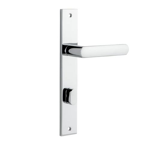 IVER Osaka Door Lever Handle On Rectangular Backplate | Privacy Lever Set Only | 6 Finishes - Polished Chrome