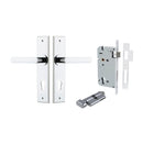 IVER Osaka Door Lever Handle On Chamfered Backplate | Entrance Kit (Key/Thumb) | 6 Finishes - Polished Chrome