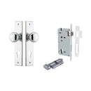 IVER Cambridge Door Knob On Chamfered Backplate | Entrance Kit (Key/Thumb) | 8 Finishes - Polished Chrome