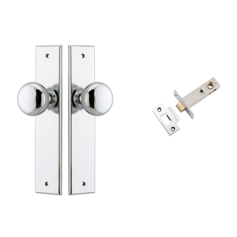 IVER Cambridge Door Knob On Chamfered Backplate | Passage Kit | 8 Finishes - Polished Chrome