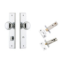 IVER Cambridge Door Knob On Chamfered Backplate | Separate Privacy Kit | 8 Finishes - Polished Chrome