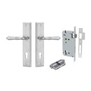 IVER Sarlat Door Lever Handle On Stepped Backplate | Entrance Kit (Key/Key) | 10 Finishes - Brushed Chrome