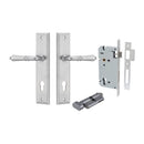 IVER Sarlat Door Lever Handle On Stepped Backplate | Entrance Kit (Key/Thumb) | 10 Finishes - Brushed Chrome