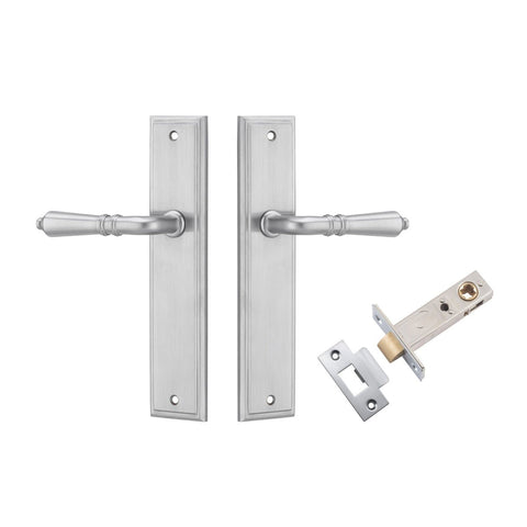 IVER Sarlat Door Lever Handle On Stepped Backplate | Passage Kit | 10 Finishes - Brushed Chrome