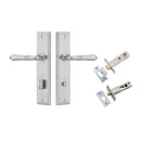 IVER Sarlat Door Lever Handle On Stepped Backplate | Separate Privacy Kit | 10 Finishes - Brushed Chrome
