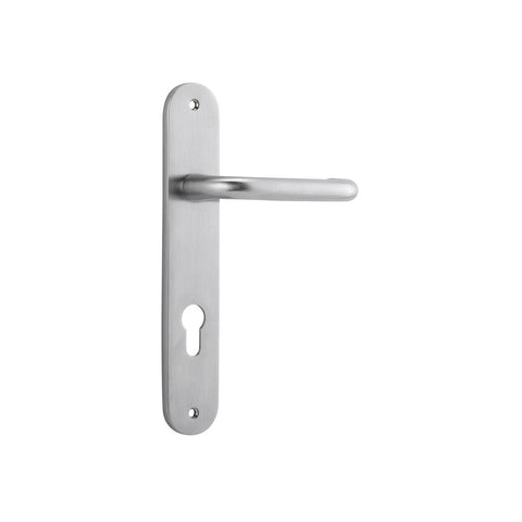 IVER Oslo Door Lever Handle On Oval Backplate | Entrance Lever Set Only | 9 Finishes - Brushed Chrome