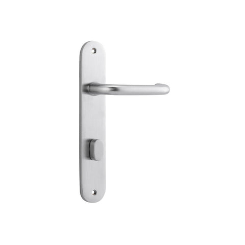 IVER Oslo Door Lever Handle On Oval Backplate | Privacy Lever Set Only | 9 Finishes - Brushed Chrome
