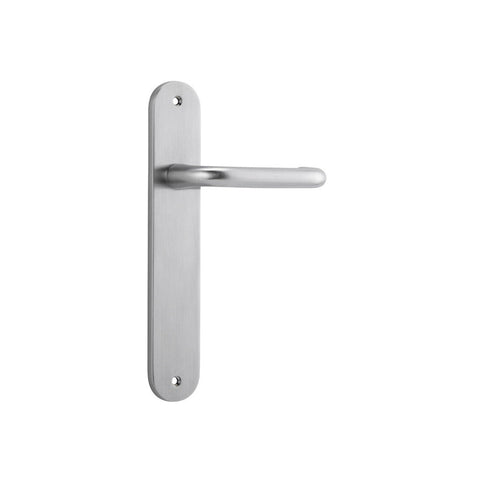IVER Oslo Door Lever Handle On Oval Backplate | Passage Lever Set Only | 9 Finishes - Brushed Chrome