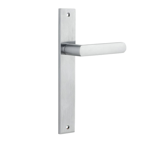 IVER Osaka Door Lever Handle On Rectangular Backplate | Passage Lever Set Only | 6 Finishes - Brushed Chrome