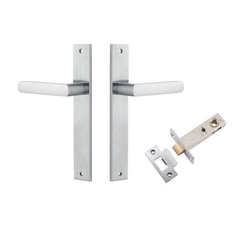 IVER Osaka Door Lever Handle On Rectangular Backplate | Passage Kit | 6 Finishes - Brushed Chrome