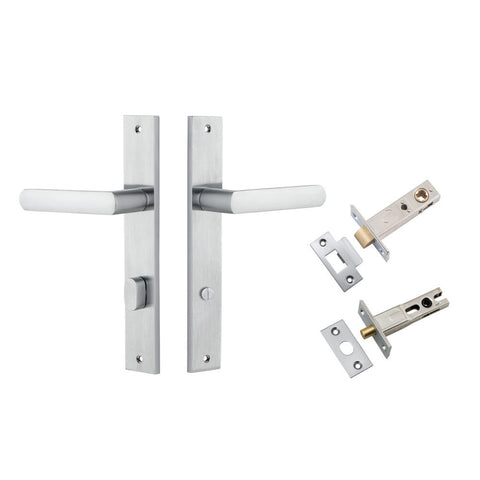 IVER Osaka Door Lever Handle On Rectangular Backplate | Separate Privacy Kit | 6 Finishes - Brushed Chrome
