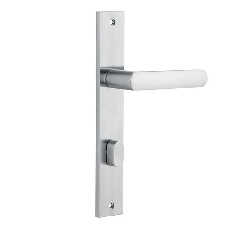 IVER Osaka Door Lever Handle On Rectangular Backplate | Privacy Lever Set Only | 6 Finishes - Brushed Chrome